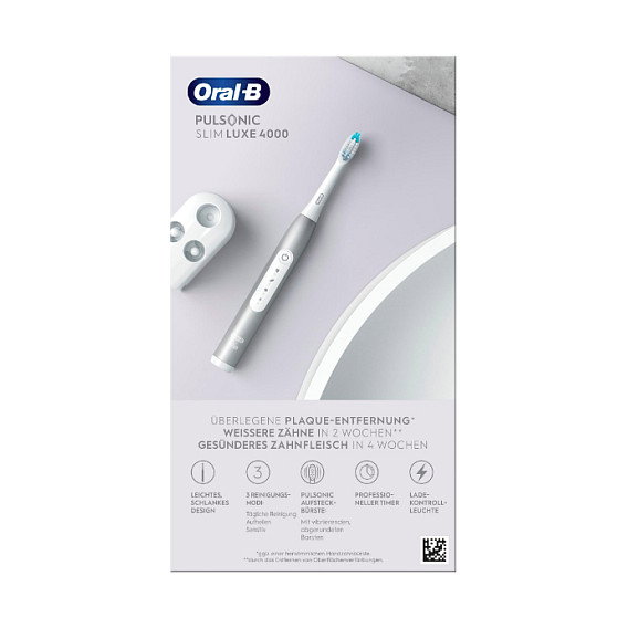 Braun Oral-B Pulsonic Slim Luxe 4000 Cepillo dental sónido recargable, 3 modos, Platino Braun Oral-B Pulsonic Slim Luxe 4000 Cepillo dental sónido recargable, 3 modos, Platino