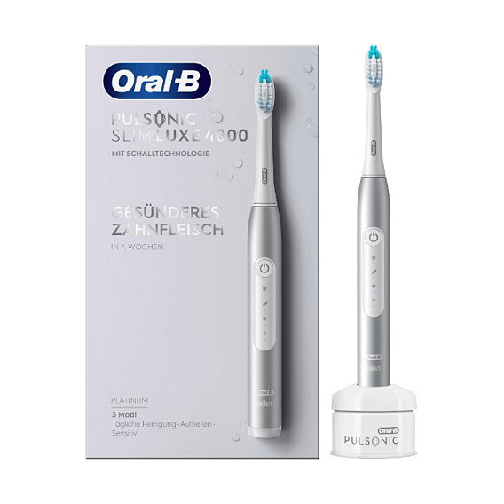 Braun Oral-B Pulsonic Slim Luxe 4000 Cepillo dental sónido recargable, 3 modos, Platino Braun Oral-B Pulsonic Slim Luxe 4000 Cepillo dental sónido recargable, 3 modos, Platino