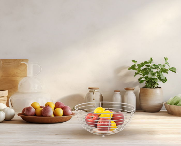 Inde Frutero Cesta Lua Quttin de Mimbre - 28.5 x 28.5 x 13 cm (12 Unidades)