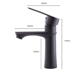 QLI Grifo de Lavabo Monomando Negro con Caño Bajo