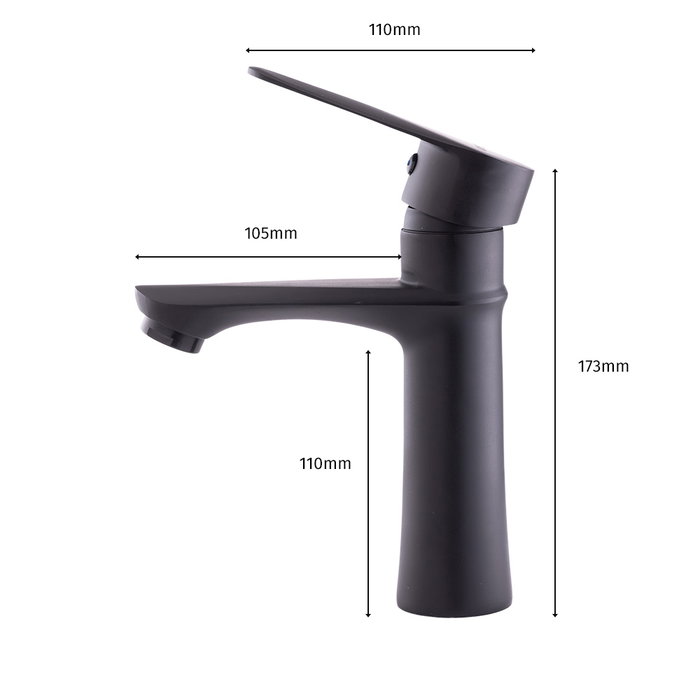 QLI Grifo de Lavabo Monomando Negro con Caño Bajo