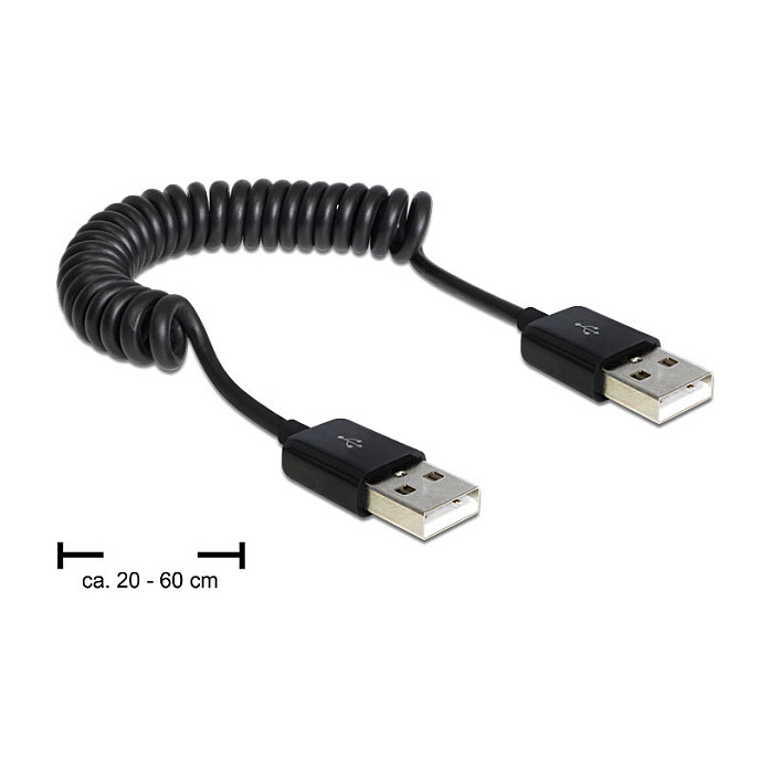 DeLOCK 83239 Cable USB 2.0-A Espiral Macho/Macho 0,6 m Negro DeLOCK 83239 Cable USB 2.0-A Espiral Macho/Macho 0,6 m Negro