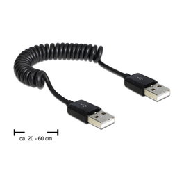 DeLOCK Cable USB 2.0 A a A Espiral 0,6 m Negro