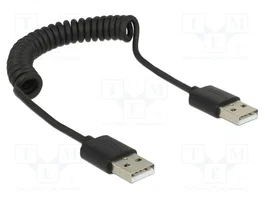 DeLOCK 83239 Cable USB 2.0-A Espiral Macho/Macho 0,6 m Negro
