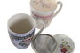 DKD Home Decor Mug Infusiones World&flowers Urban Multicolor Porcelana Inox 9 x 11 x 12 cm 380ml Apto Microondas Lavavajillas (12 Unidades)