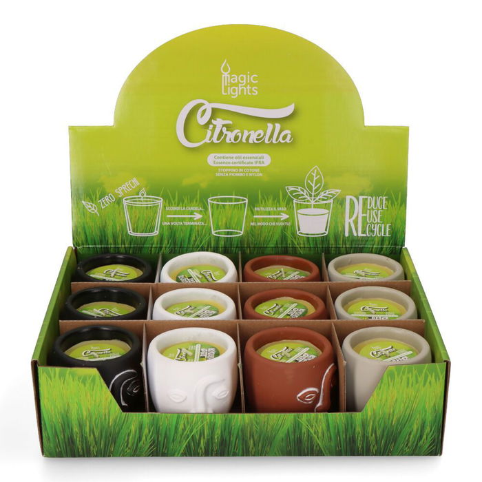 Magic Lights Vela Citronela Terracota Caras Colores Surtidos ø7,3 x 8 cm Magic Lights Vela Citronela Terracota Caras Colores Surtidos ø7,3 x 8 cm