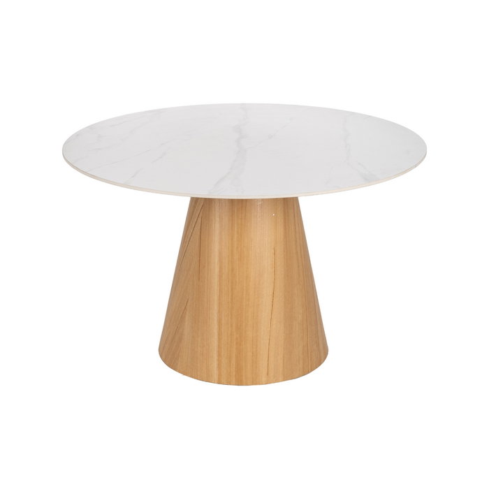 Mesa Comedor Blanco-Natural 120 X 120 X 75 cm