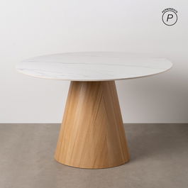 Mesa Comedor Blanco-Natural 120 X 120 X 75 cm