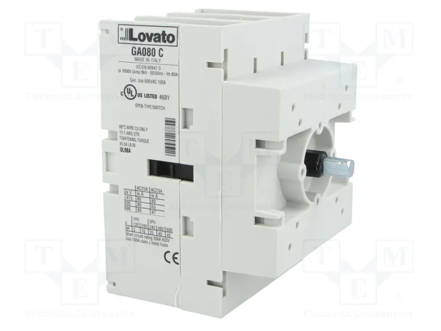 LOVATO ELECTRIC Interruptor de aislamiento GA 80A 3 polos LOVATO ELECTRIC Interruptor de aislamiento GA 80A 3 polos