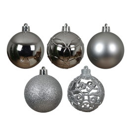 Decoris Bolas de decoración árbol navidad Ø6 cm, plata, caja 35 uds