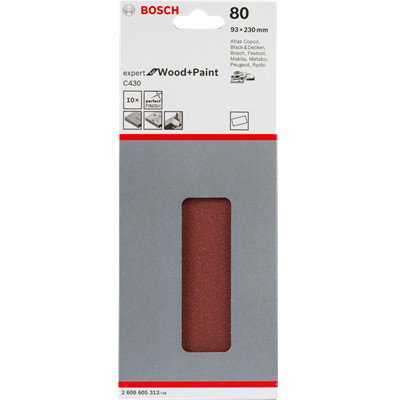 Bosch Hoja de Lija para Madera y Laca C 430, 93x186mm, Grano 60, Paquete de 10