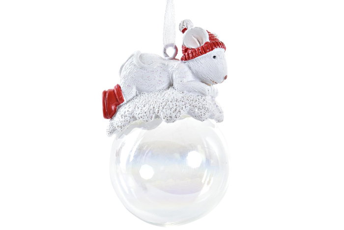 DKD Home Decor Decoración Colgante de Resina Surtida en Rojo y Blanco