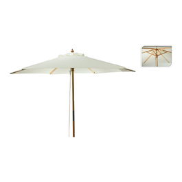 Null Parasol de Jardín Ø2,6 x 2,2 m con Mango y 6 Varillas de Madera, Mástil Ø38 mm, UPF +30, 180 g/m²