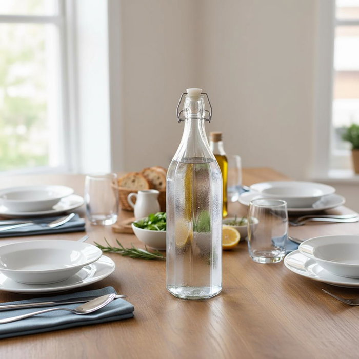 Botella Mesa Vidrio con Tapón Granity Quid 1 L (6 Unidades)