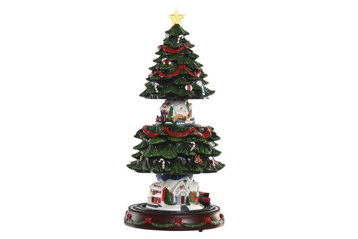 DKD Home Decor Árbol LED PP Multicolor con Movimiento Musical