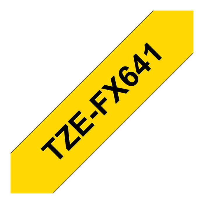 Brother TZe-FX641 Cinta laminada flexible Negro sobre Amarillo 18mm x 8m
