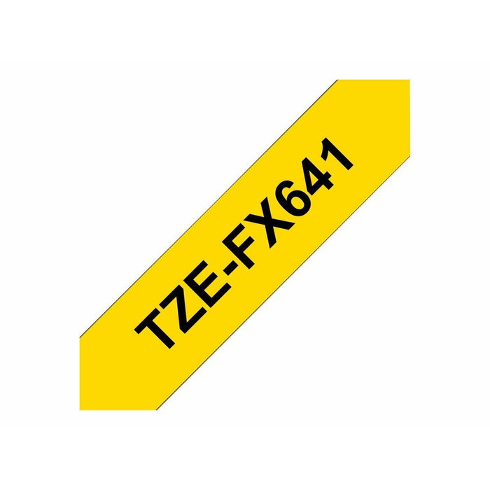 Brother TZe-FX641 Cinta laminada flexible Negro sobre Amarillo 18mm x 8m