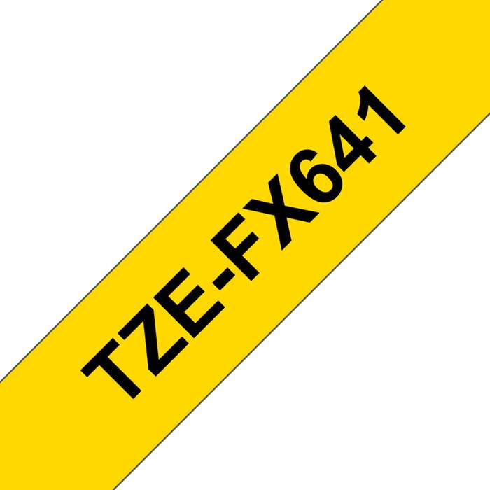 Brother TZe-FX641 Cinta laminada flexible Negro sobre Amarillo 18mm x 8m