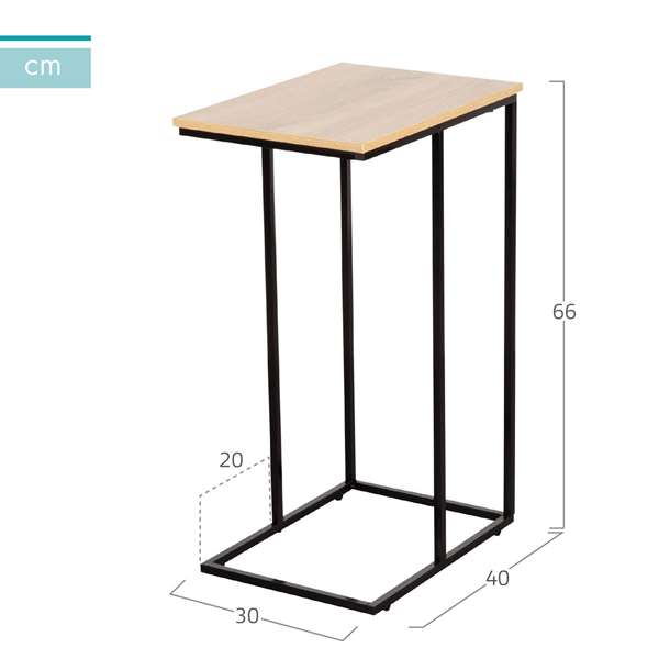 Max Home Mesa Auxiliar 40x30x66 cm Acero y Aglomerado Melamina