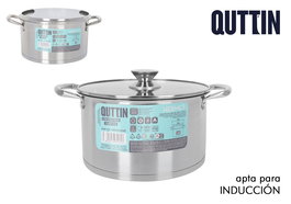 Inde Cacerola Hermes 24 cm de Diámetro, 5.5 Litros de Capacidad, Acero Inoxidable con Asas de Remache (4 Unidades)