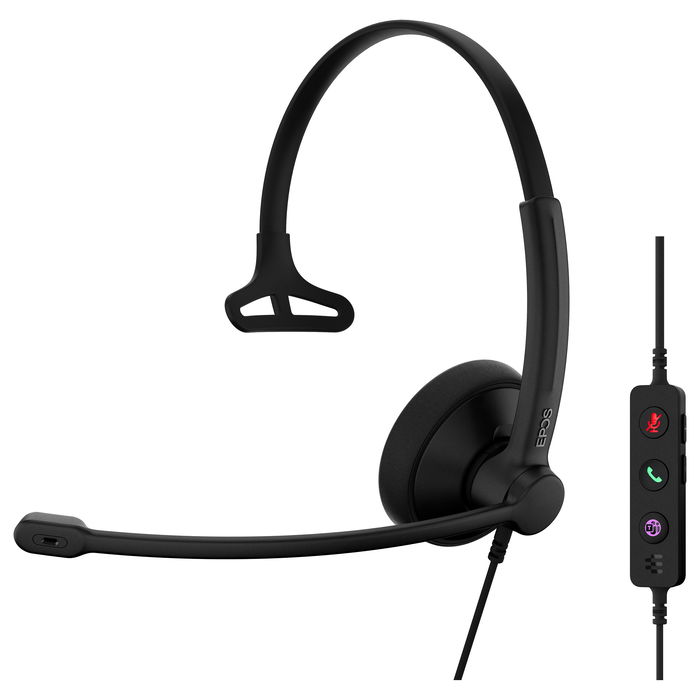 EPOS IMPACT 100 MS Mono Auricular con Cable USB-C/USB-A para Oficina y Centro de Llamadas, Certificado para Microsoft Teams