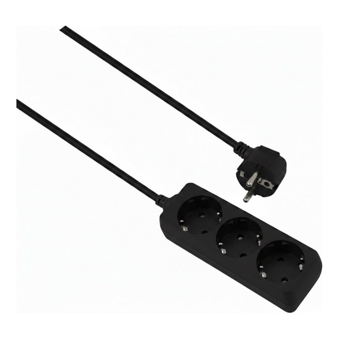 Helos CLASSIC Regleta de enchufes 3 salidas, 3 m, negro Helos CLASSIC Regleta de enchufes 3 salidas, 3 m, negro