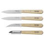 Opinel Set de cuchillos de cocina Les Essentiels de 4 piezas con mango de madera de haya