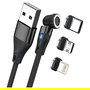Realpower Cable Magnético 3A 2m USB A Negro con Adaptadores - RealPower MagneticCharge3