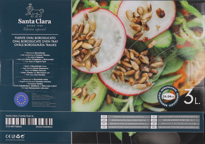 Sta Cla Fuente Oval Horno Borosilicato 3 Litros 35 x 24 x 6.5 cm (2 Unidades)