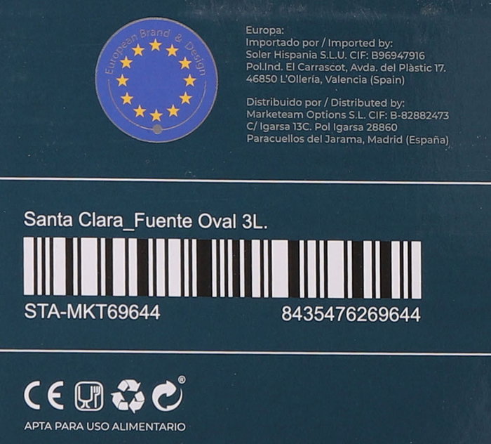 Sta Cla Fuente Oval Horno Borosilicato 3 Litros 35 x 24 x 6.5 cm (2 Unidades)