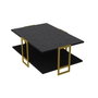 Hanah Home Mesa de Centro Polka - Black Inspiración Barroca Diseño Mármol Patas Metal Tablero Melamina 18mm Elegante y Sofisticada para Salón 91.5x61.5x36.6cm