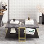 Hanah Home Mesa de Centro Polka - Black Inspiración Barroca Diseño Mármol Patas Metal Tablero Melamina 18mm Elegante y Sofisticada para Salón 91.5x61.5x36.6cm