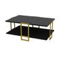Hanah Home Mesa de Centro Polka - Black Inspiración Barroca Diseño Mármol Patas Metal Tablero Melamina 18mm Elegante y Sofisticada para Salón 91.5x61.5x36.6cm