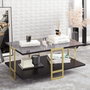 Hanah Home Mesa de Centro Polka - Black Inspiración Barroca Diseño Mármol Patas Metal Tablero Melamina 18mm Elegante y Sofisticada para Salón 91.5x61.5x36.6cm