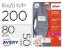 Avery Identificativo Adhesivo Acetato de Seda 80x50 mm Removible Laser Caja 100 Unidades