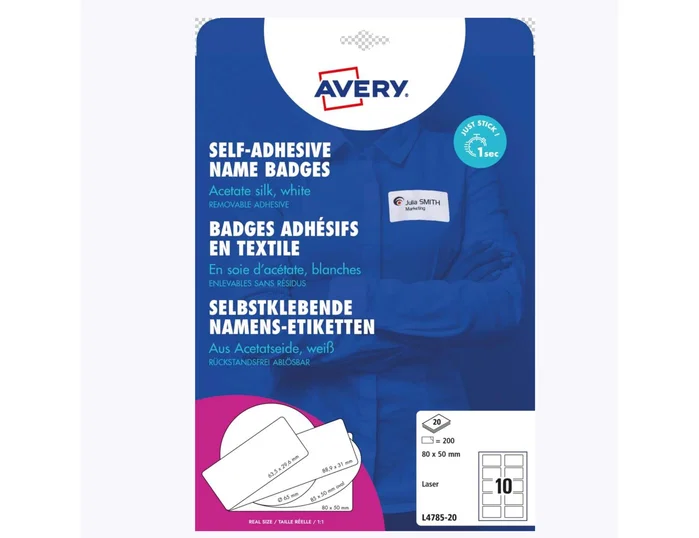 Avery Etiquetas de Acetato de Seda Blancas A4 80x50 mm Avery Etiquetas de Acetato de Seda Blancas A4 80x50 mm