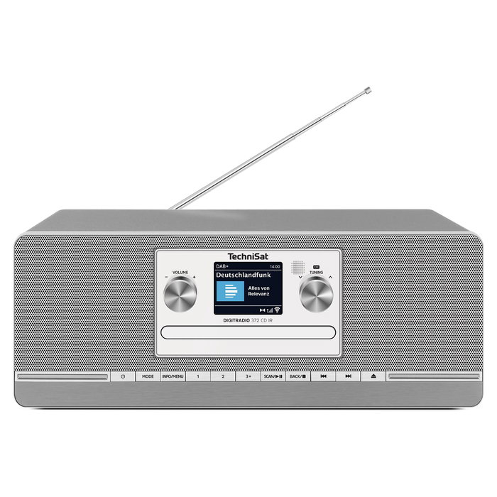 TechniSat DigitRadio 372 CD IR - Radio Internet con CD, DAB+, FM, Bluetooth 5.0, WiFi, Pantalla TFT 2.4", Altavoces Estéreo, Plata