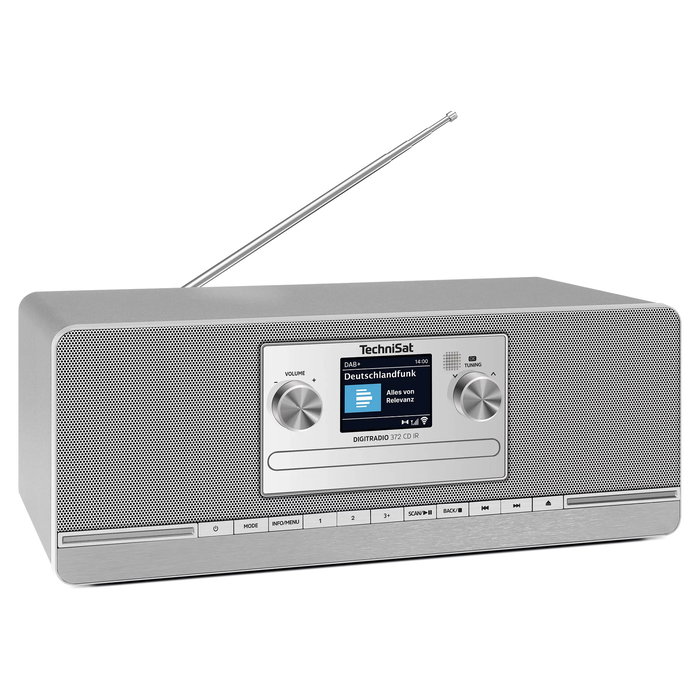 TechniSat DigitRadio 372 CD IR - Radio Internet con CD, DAB+, FM, Bluetooth 5.0, WiFi, Pantalla TFT 2.4", Altavoces Estéreo, Plata