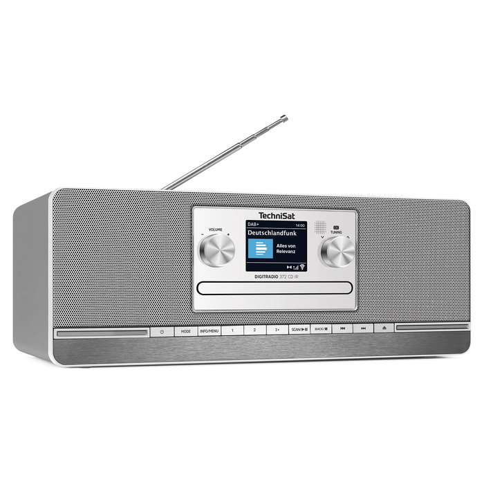TechniSat DigitRadio 372 CD IR - Radio Internet con CD, DAB+, FM, Bluetooth 5.0, WiFi, Pantalla TFT 2.4", Altavoces Estéreo, Plata
