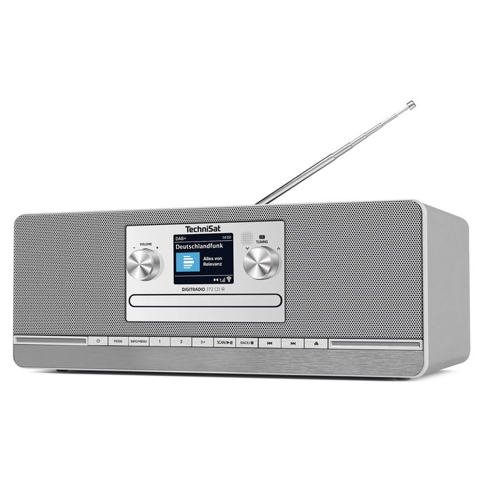 TechniSat DigitRadio 372 CD IR - Radio Internet con CD, DAB+, FM, Bluetooth 5.0, WiFi, Pantalla TFT 2.4", Altavoces Estéreo, Plata