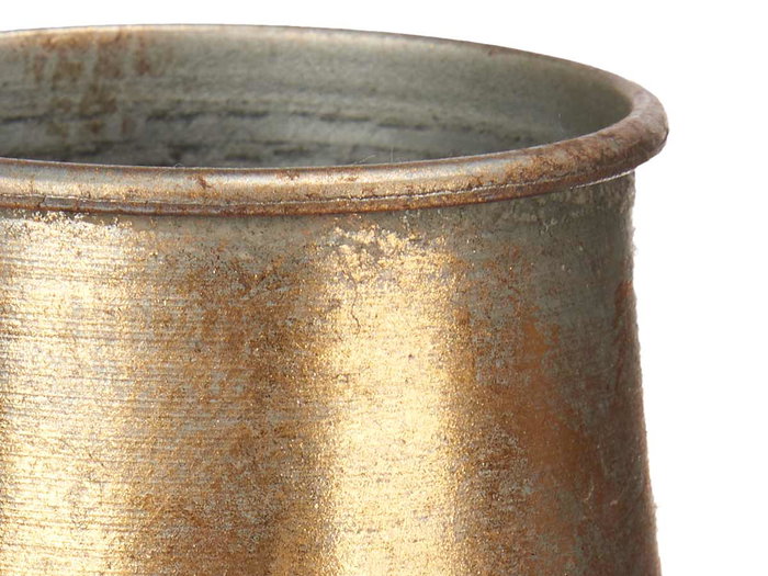 Giftdecor Jarron Relieve Conico Oro Envejecido Metal 21 cm x 44 cm x 21 cm (Set de 4)