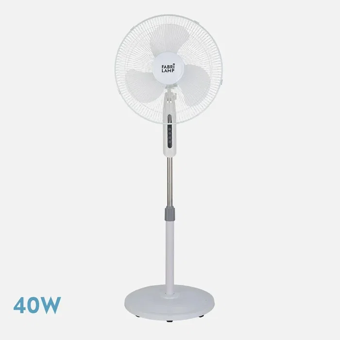 Fabrilamp Estesio 183941001 - Ventilador de pie blanco, 3 velocidades, oscilante, 40W, altura regulable 105-130 cm Fabrilamp Estesio 183941001 - Ventilador de pie blanco, 3 velocidades, oscilante, 40W, altura regulable 105-130 cm