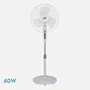 Fabrilamp Estesio 183941001 - Ventilador de pie blanco, 3 velocidades, oscilante, 40W, altura regulable 105-130 cm