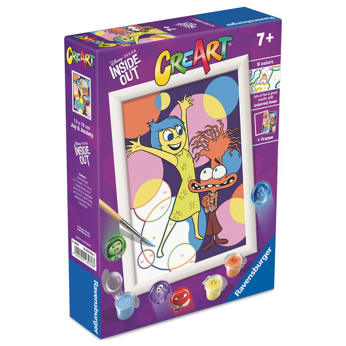 Ravensburger Kit de Pintura CreArt Del Reves Disney Pixar 13x18cm para Niños a partir de 7 Años con Numeros Guia Resultado Garantizado