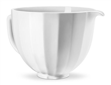 Kitchenaid 5KSM2CB5PWS Bol de Cerámica Blanco, Ligero, Apto Microondas, Horno y Congelador, con Pico Vertedor y Asa