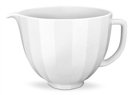 Kitchenaid 5KSM2CB5PWS Bol de Cerámica Blanco, Ligero, Apto Microondas, Horno y Congelador, con Pico Vertedor y Asa