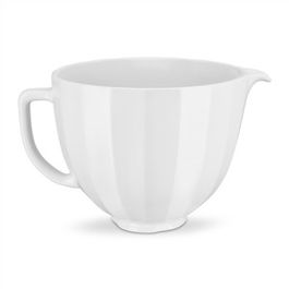 Kitchenaid 5KSM2CB5PWS Bol de Cerámica Blanco, Ligero, Apto Microondas, Horno y Congelador, con Pico Vertedor y Asa