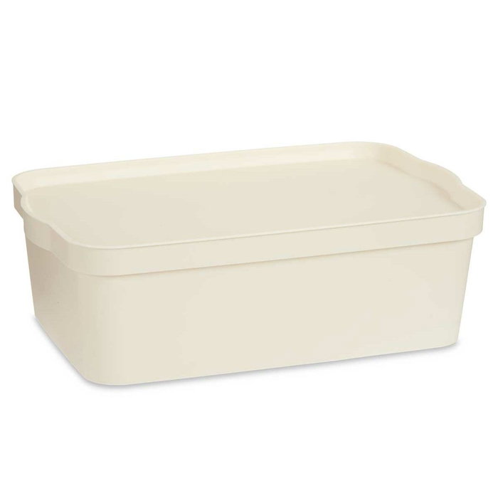 Caja de Almacenaje con Tapa Kipit Crema Plástico 14 L (12 Unidades)
