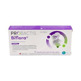 PROBACTIS Probactis Biflora Probiótico Doble Acción con Streptococcus salivarius K12 y Lactobacillus rhamnosus LGG Vitamina D Sabor Fresa 20 Pastillas