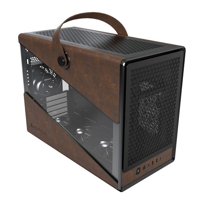 Montech Heritage 30 Pro TG Black/Brown Midi Tower para PC Negro micro ATX, Mini-ITX, Imitación piel